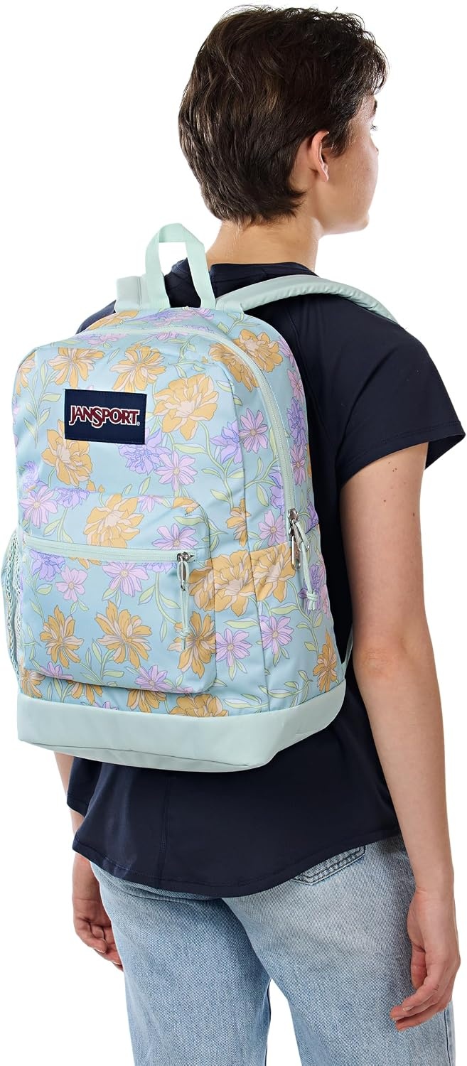 image:imageJanSport 26L Cross Town Plus Backpack Flutter By GreyFaded Floral Fresh Mint