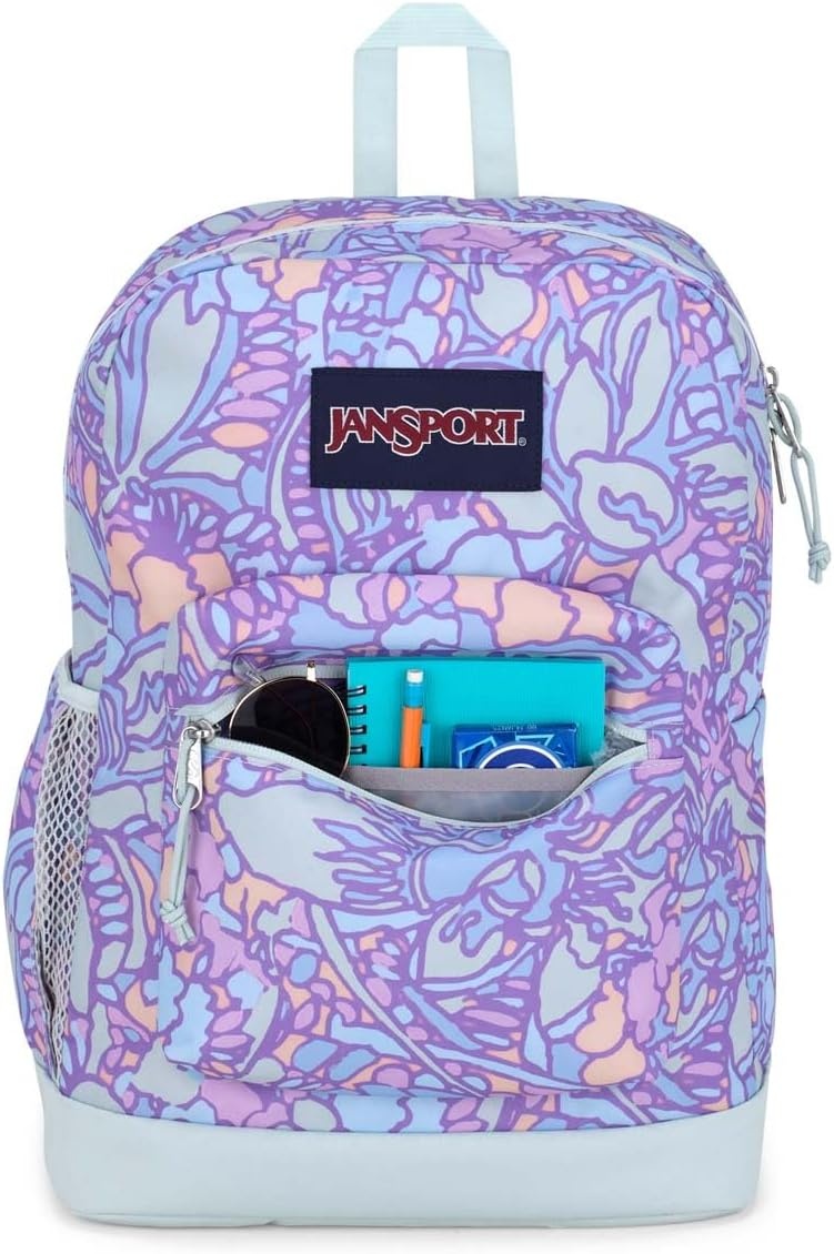 image:imageJanSport 26L Cross Town Plus Backpack Flutter By GreyFluid Floral Pastel Lilac
