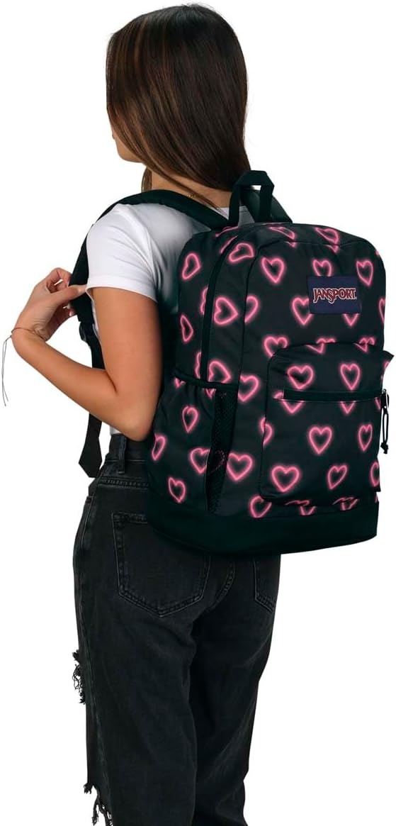 image:imageJanSport 26L Cross Town Plus Backpack Flutter By GreyHappy Hearts Black