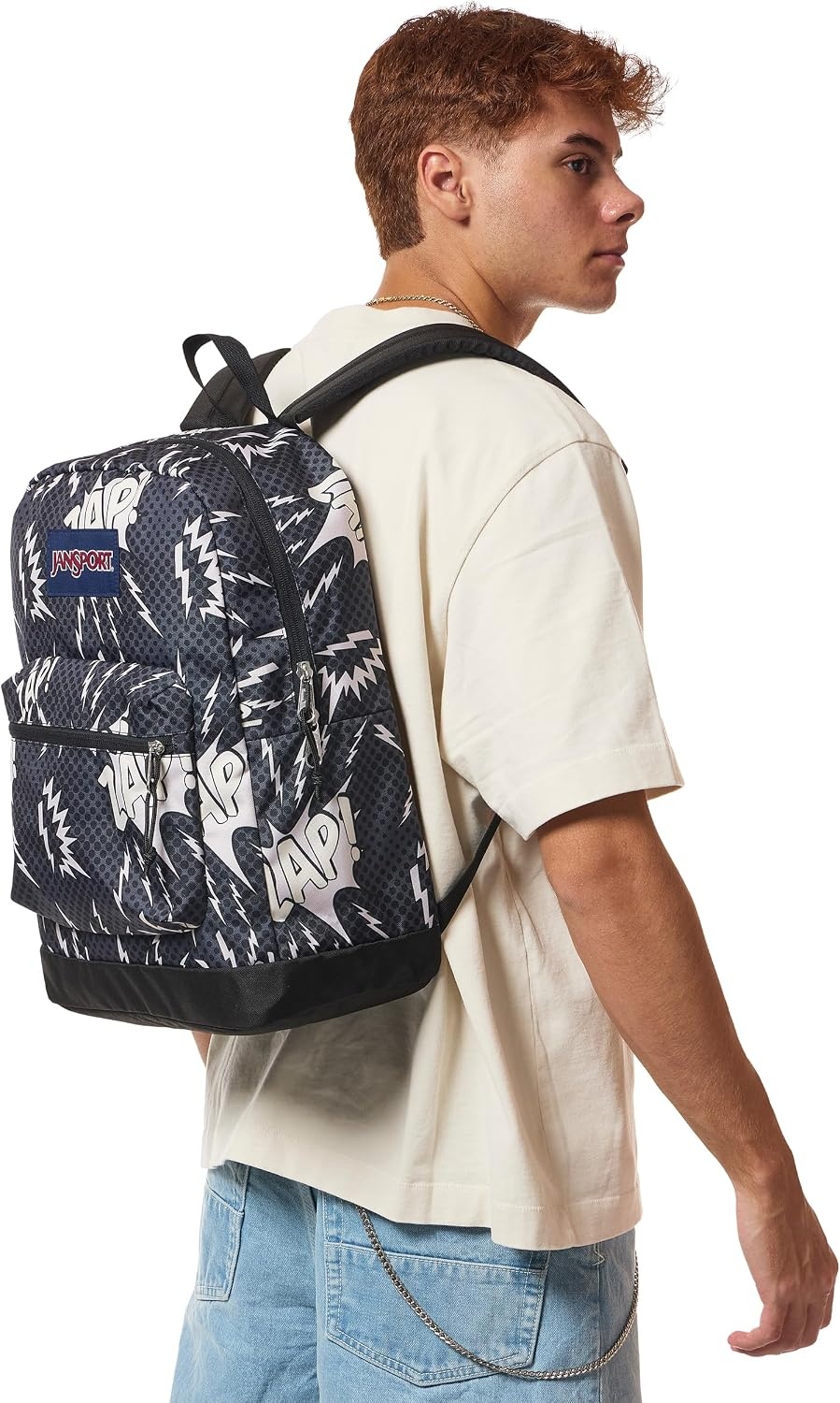 image:imageJanSport 26L Cross Town Plus Backpack Flutter By GreyHigh Voltage BlackGreyCharcoal