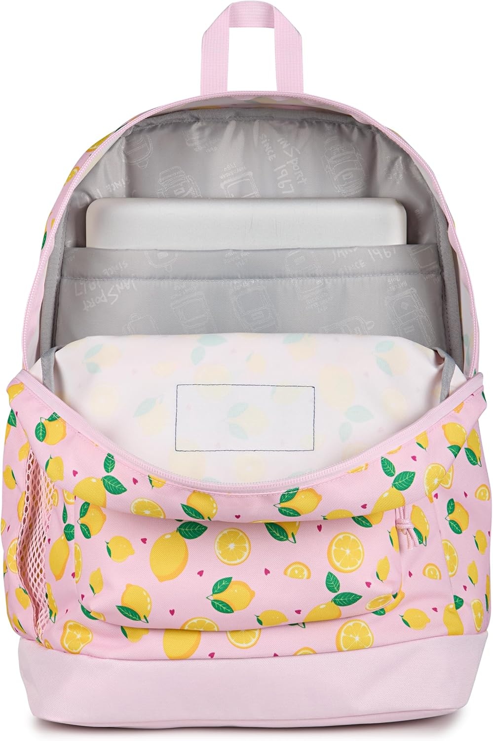 image:imageJanSport 26L Cross Town Plus Backpack Flutter By GreyLemonade Stand Pink IceYellowGreen