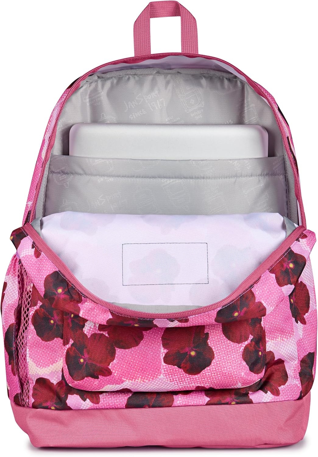 image:imageJanSport 26L Cross Town Plus Backpack Flutter By GreyPop Art Pansies Digital FuchsiaMulti