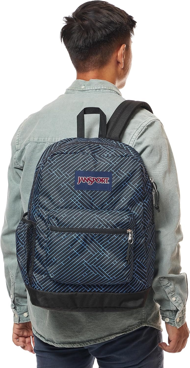 image:imageJanSport 26L Cross Town Plus Backpack Flutter By GreyTeam Stripes BlackBlackAzul