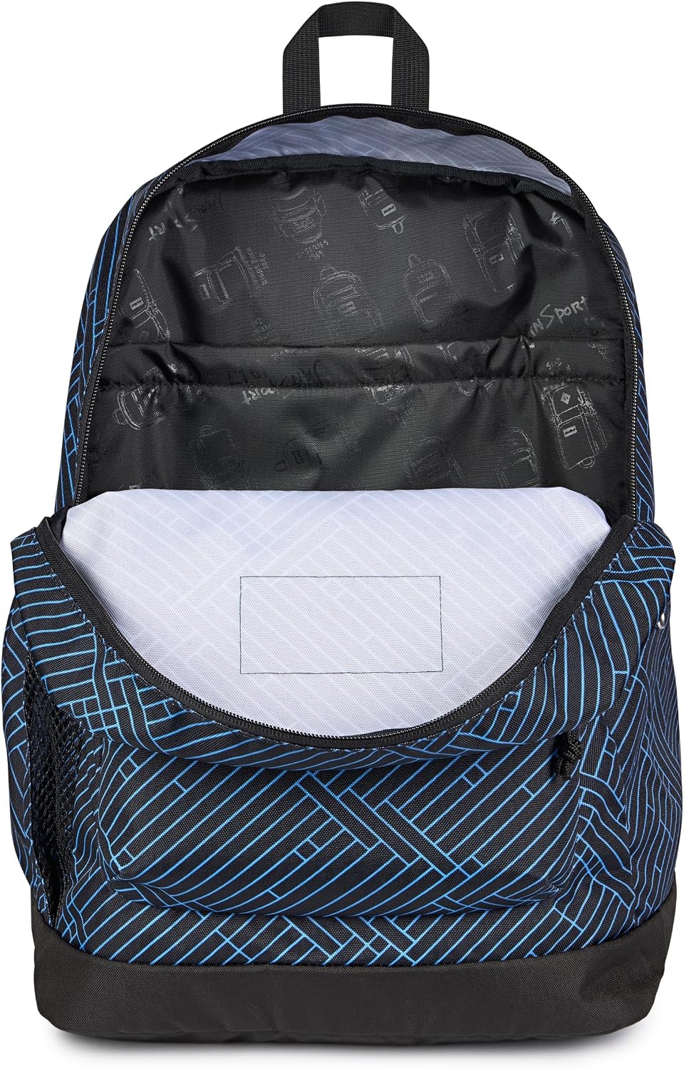 image:imageJanSport 26L Cross Town Plus Backpack Flutter By GreyTeam Stripes BlackBlackAzul