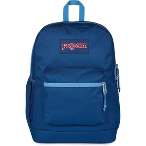 JanSport 26L Cross Town Plus Backpack, Flutter By Grey(Color Blocked Navy/Elemental Blue/Ele)