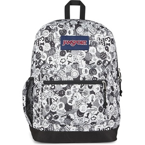 JanSport 26L Cross Town Plus Backpack, Flutter By Grey(Doodle Dots Black/White/Grey)