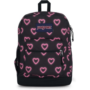 JanSport 26L Cross Town Plus Backpack, Flutter By Grey(Happy Hearts Black)
