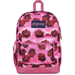 JanSport 26L Cross Town Plus Backpack, Flutter By Grey(Pop Art Pansies Digital Fuchsia/Multi)