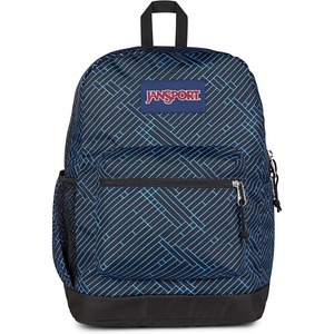 JanSport 26L Cross Town Plus Backpack, Flutter By Grey(Team Stripes Black/Black/Azul)