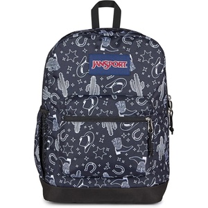 JanSport 26L Cross Town Plus Backpack, Flutter By Grey(Wild West Escape Black/Black/White)