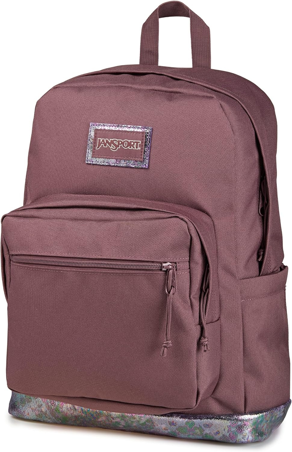 image:imageJanSport Right Pack Expressions Backpack Main Compartment 15inch Padded Laptop Compartment Side Water Bottle Pocket Utility Pocket with Zippered Rain Flap Denim Wash BlueBog Glam Suede Mahogany HazeBrnPink