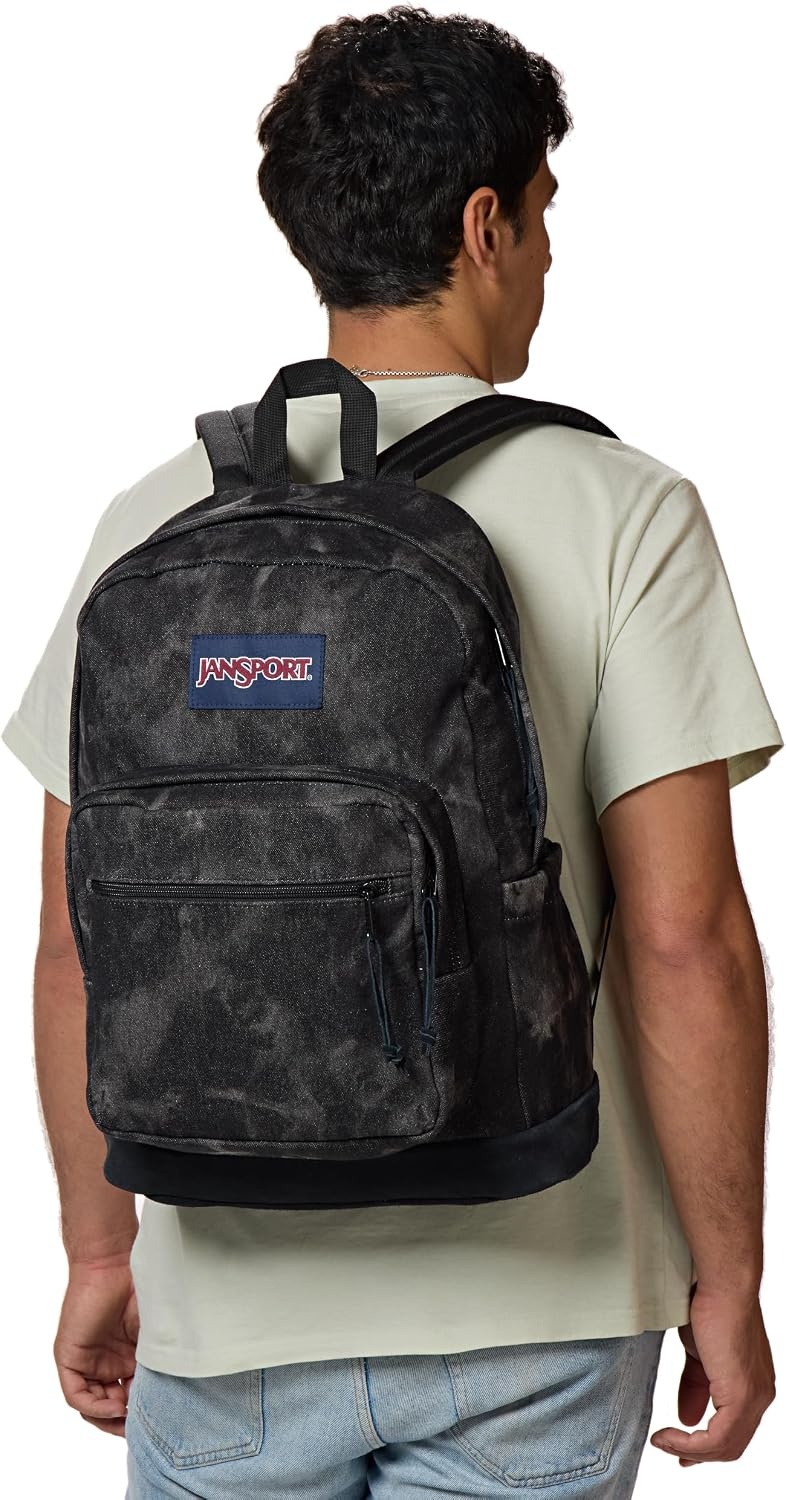 image:imageJanSport Right Pack Expressions Backpack Main Compartment 15inch Padded Laptop Compartment Side Water Bottle Pocket Utility Pocket with Zippered Rain Flap Denim Wash BlueDenim Wash Black