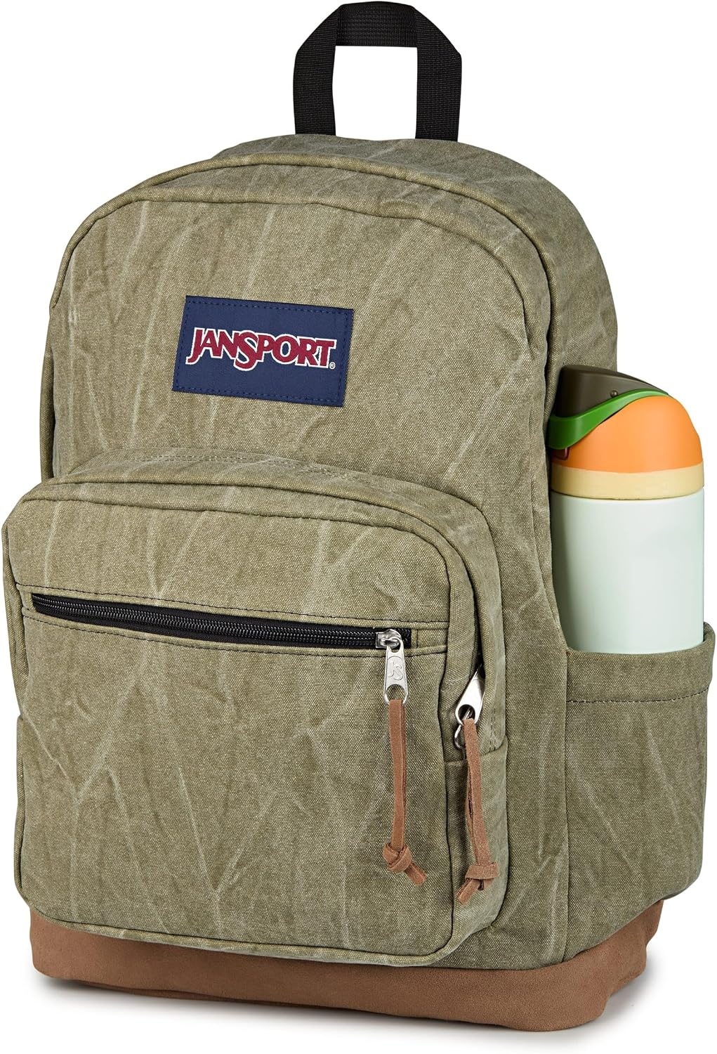 image:imageJanSport Right Pack Expressions Backpack Main Compartment 15inch Padded Laptop Compartment Side Water Bottle Pocket Utility Pocket with Zippered Rain Flap Denim Wash BlueAged Canvas GreenLt GreenBrown