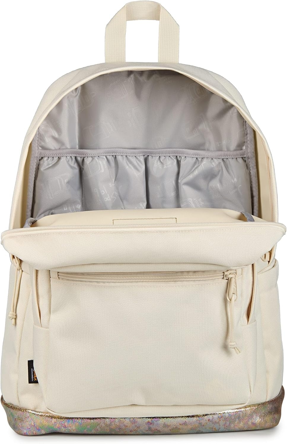 image:imageJanSport Right Pack Expressions Backpack Main Compartment 15inch Padded Laptop Compartment Side Water Bottle Pocket Utility Pocket with Zippered Rain Flap Denim Wash BlueBog Glam Suede Moon FlowerBrown