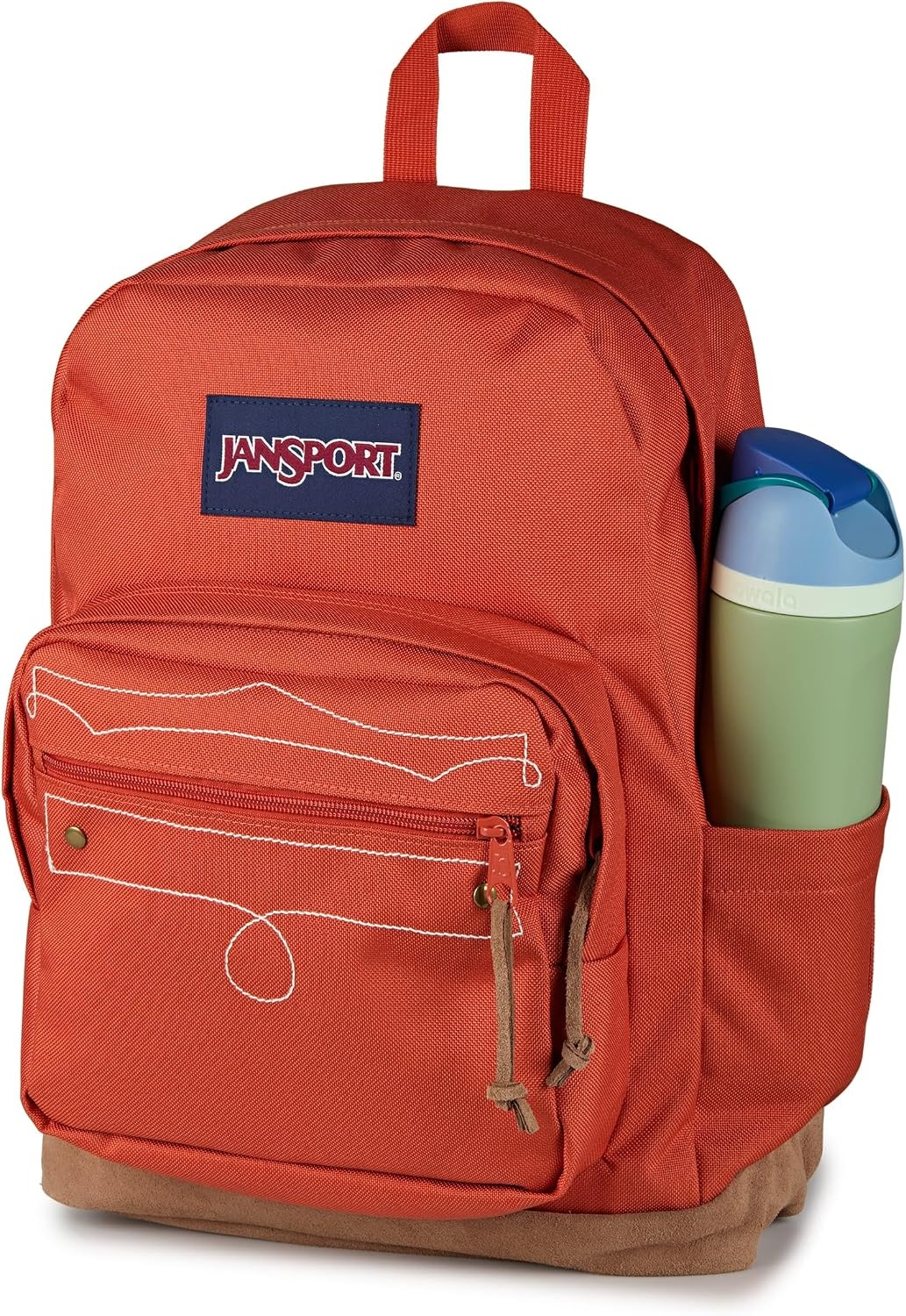 image:imageJanSport Right Pack Expressions Backpack Main Compartment 15inch Padded Laptop Compartment Side Water Bottle Pocket Utility Pocket with Zippered Rain Flap Denim Wash BlueWestbound Embroidery Dune RedBrownTan