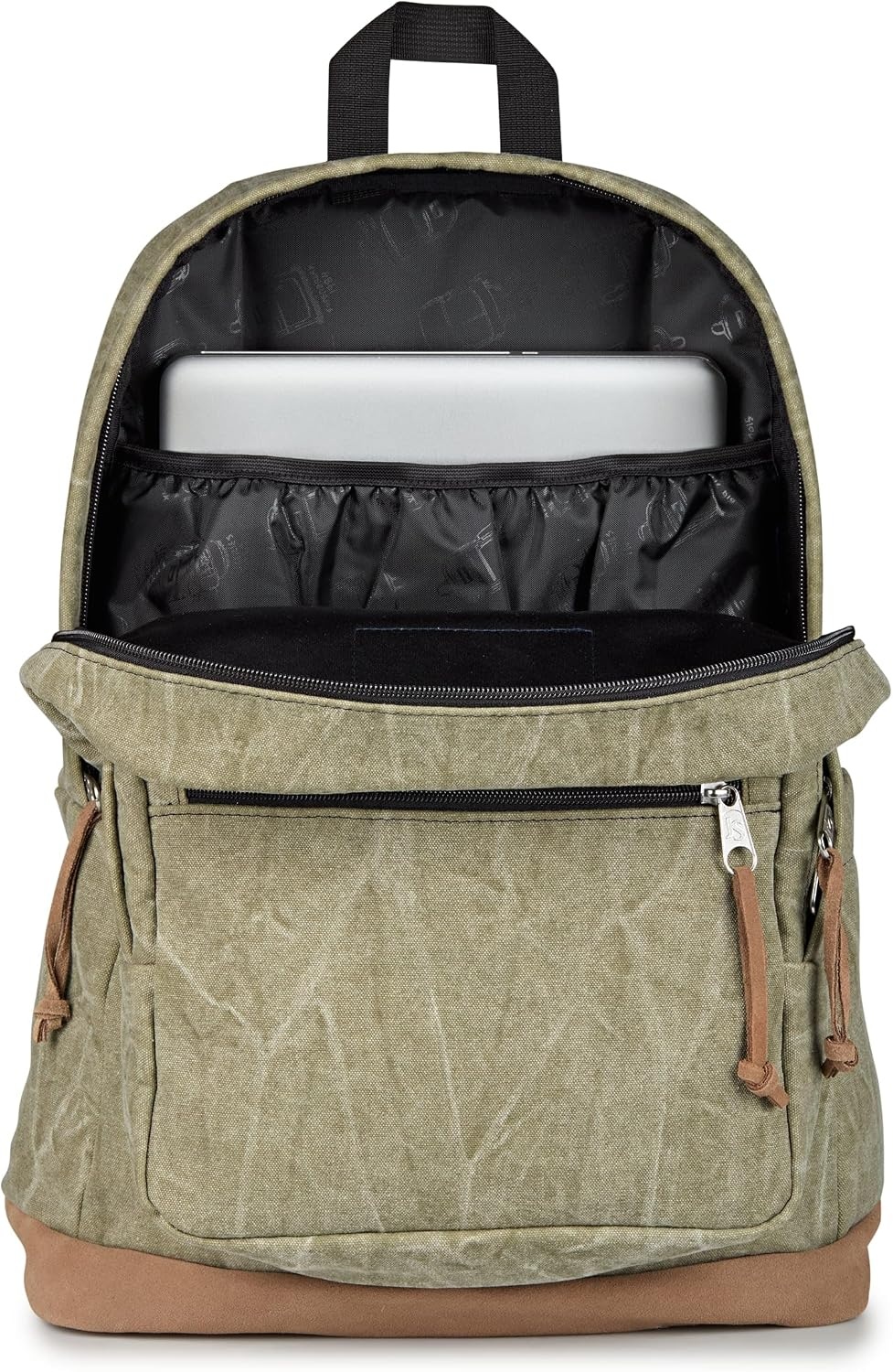 image:imageJanSport Right Pack Expressions Backpack Main Compartment 15inch Padded Laptop Compartment Side Water Bottle Pocket Utility Pocket with Zippered Rain Flap Denim Wash BlueAged Canvas GreenLt GreenBrown