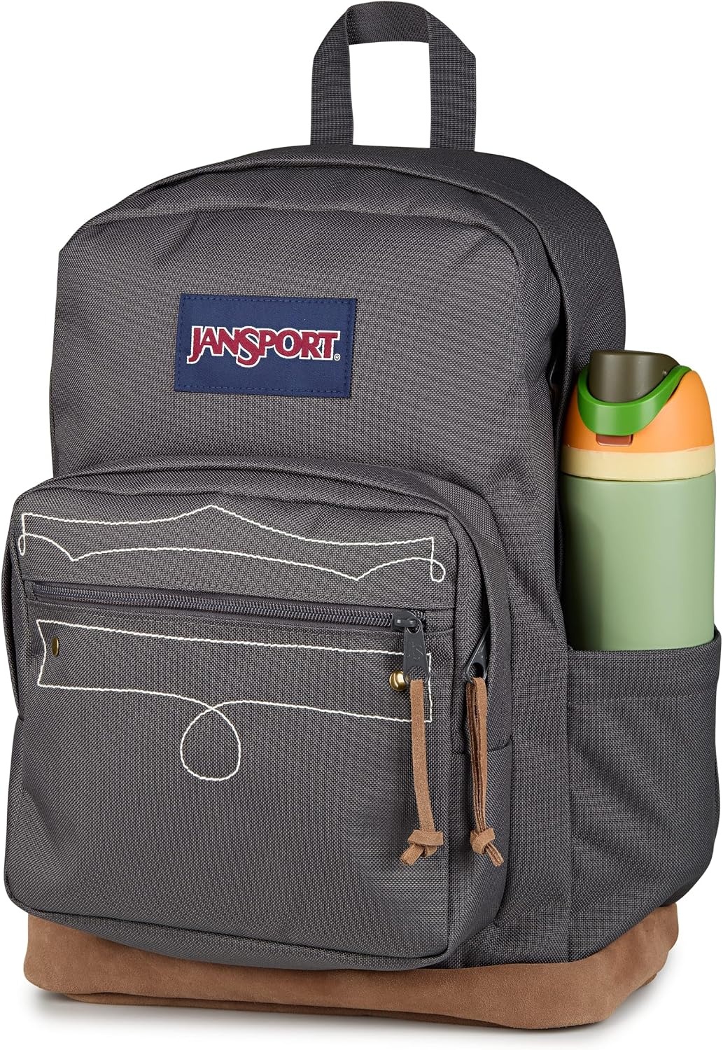 image:imageJanSport Right Pack Expressions Backpack Main Compartment 15inch Padded Laptop Compartment Side Water Bottle Pocket Utility Pocket with Zippered Rain Flap Denim Wash BlueWestbound Embroidery Smokey GritOxfordTan