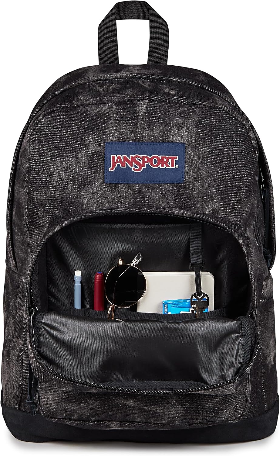 image:imageJanSport Right Pack Expressions Backpack Main Compartment 15inch Padded Laptop Compartment Side Water Bottle Pocket Utility Pocket with Zippered Rain Flap Denim Wash BlueDenim Wash Black