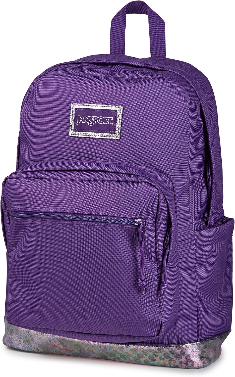 image:imageJanSport Right Pack Expressions Backpack Main Compartment 15inch Padded Laptop Compartment Side Water Bottle Pocket Utility Pocket with Zippered Rain Flap Denim Wash BlueBog Glam Suede Grape JellyPurplePink