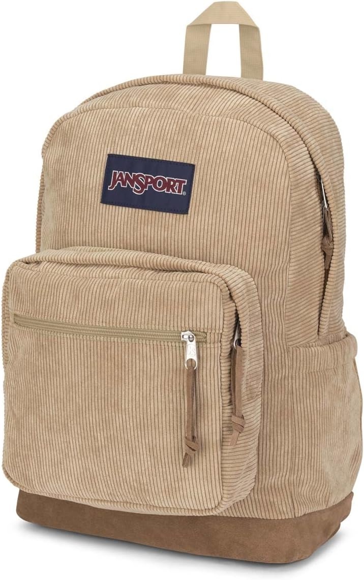 image:imageJanSport Right Pack Expressions Backpack Main Compartment 15inch Padded Laptop Compartment Side Water Bottle Pocket Utility Pocket with Zippered Rain Flap Denim Wash BlueCurry Corduroy
