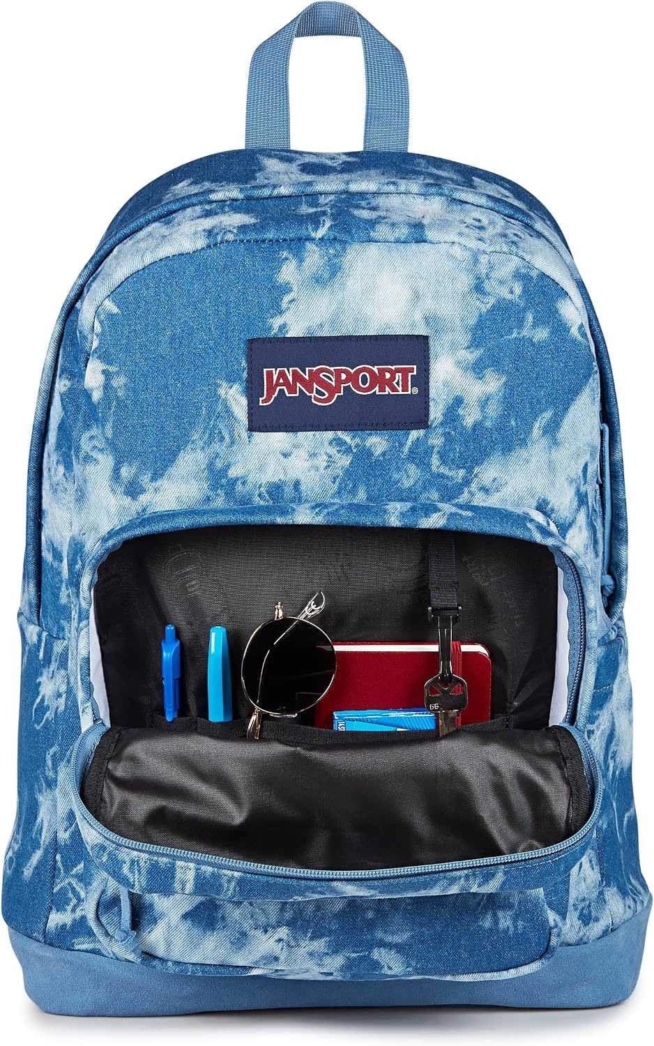 image:imageJanSport Right Pack Expressions Backpack Main Compartment 15inch Padded Laptop Compartment Side Water Bottle Pocket Utility Pocket with Zippered Rain Flap Denim Wash BlueDenim Wash Blue