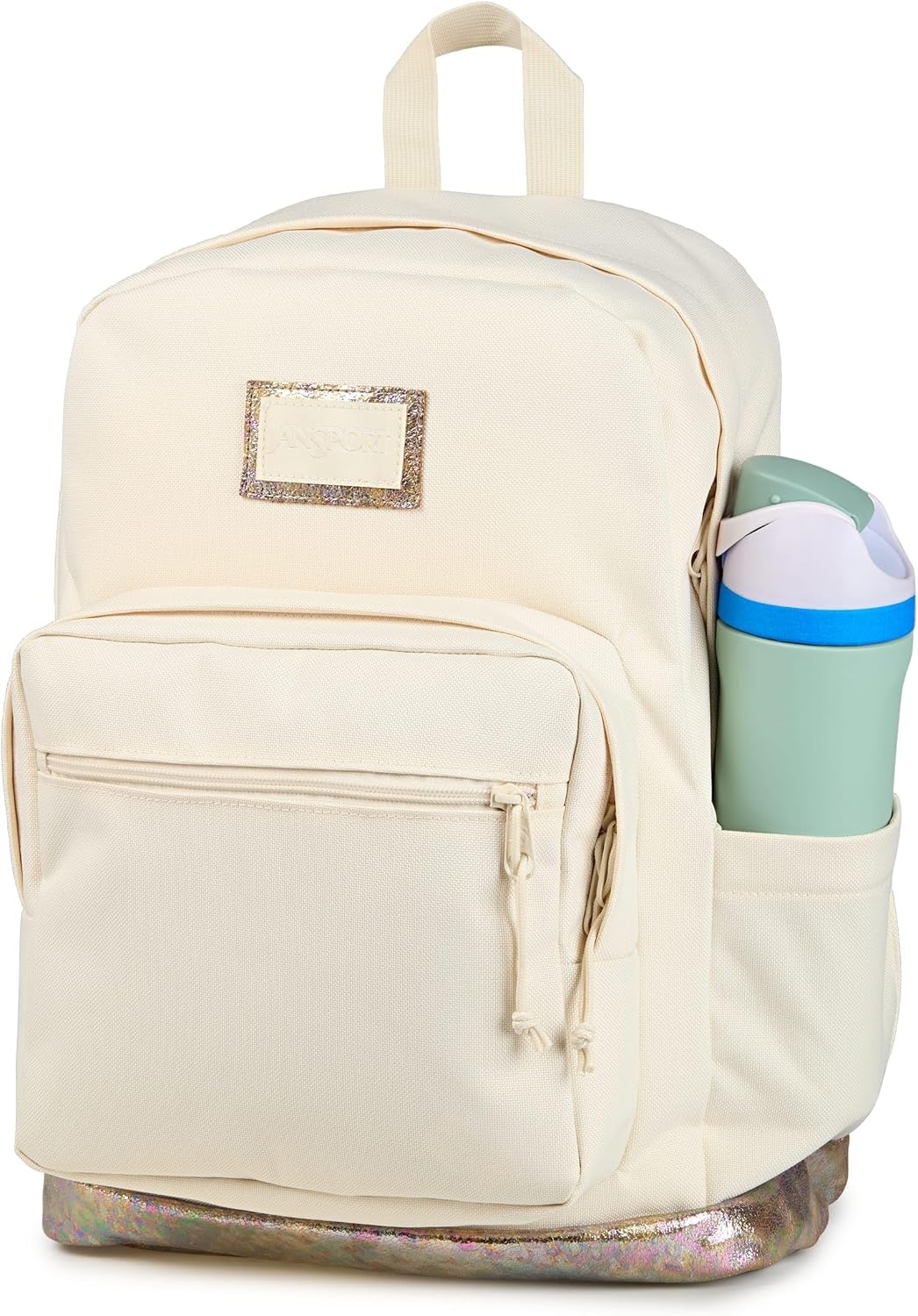 image:imageJanSport Right Pack Expressions Backpack Main Compartment 15inch Padded Laptop Compartment Side Water Bottle Pocket Utility Pocket with Zippered Rain Flap Denim Wash BlueBog Glam Suede Moon FlowerBrown
