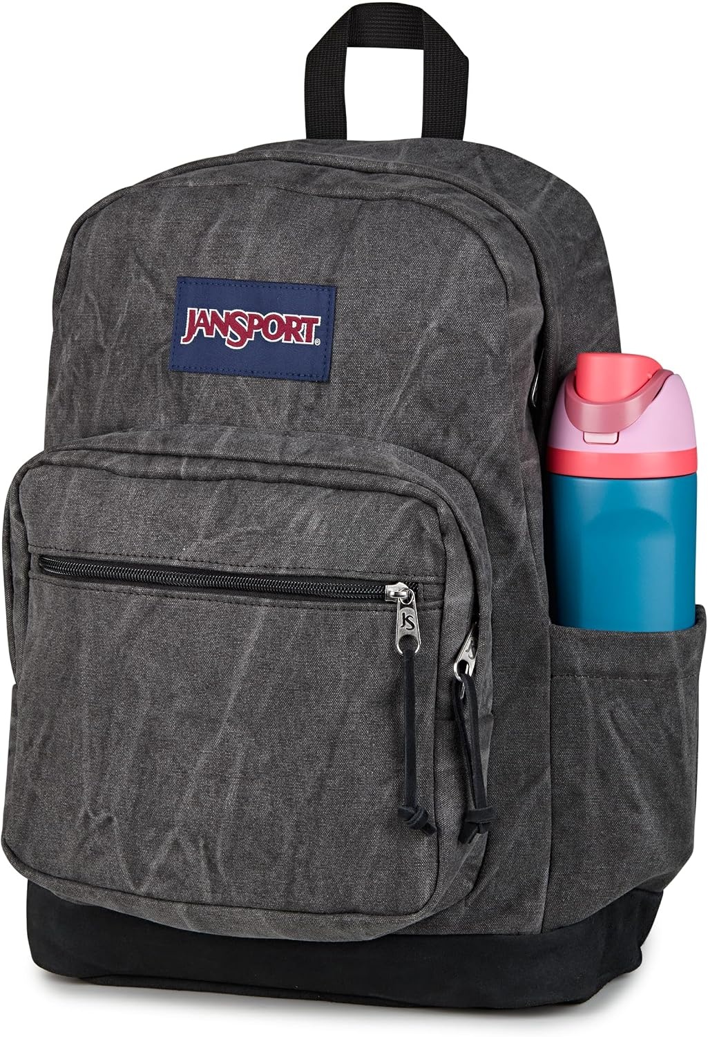 image:imageJanSport Right Pack Expressions Backpack Main Compartment 15inch Padded Laptop Compartment Side Water Bottle Pocket Utility Pocket with Zippered Rain Flap Denim Wash BlueAged Canvas BlackOxfordBlack