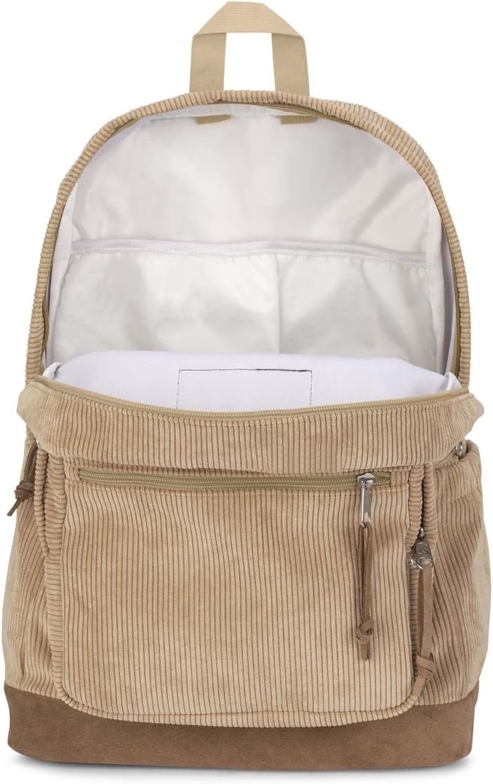 image:imageJanSport Right Pack Expressions Backpack Main Compartment 15inch Padded Laptop Compartment Side Water Bottle Pocket Utility Pocket with Zippered Rain Flap Denim Wash BlueCurry Corduroy