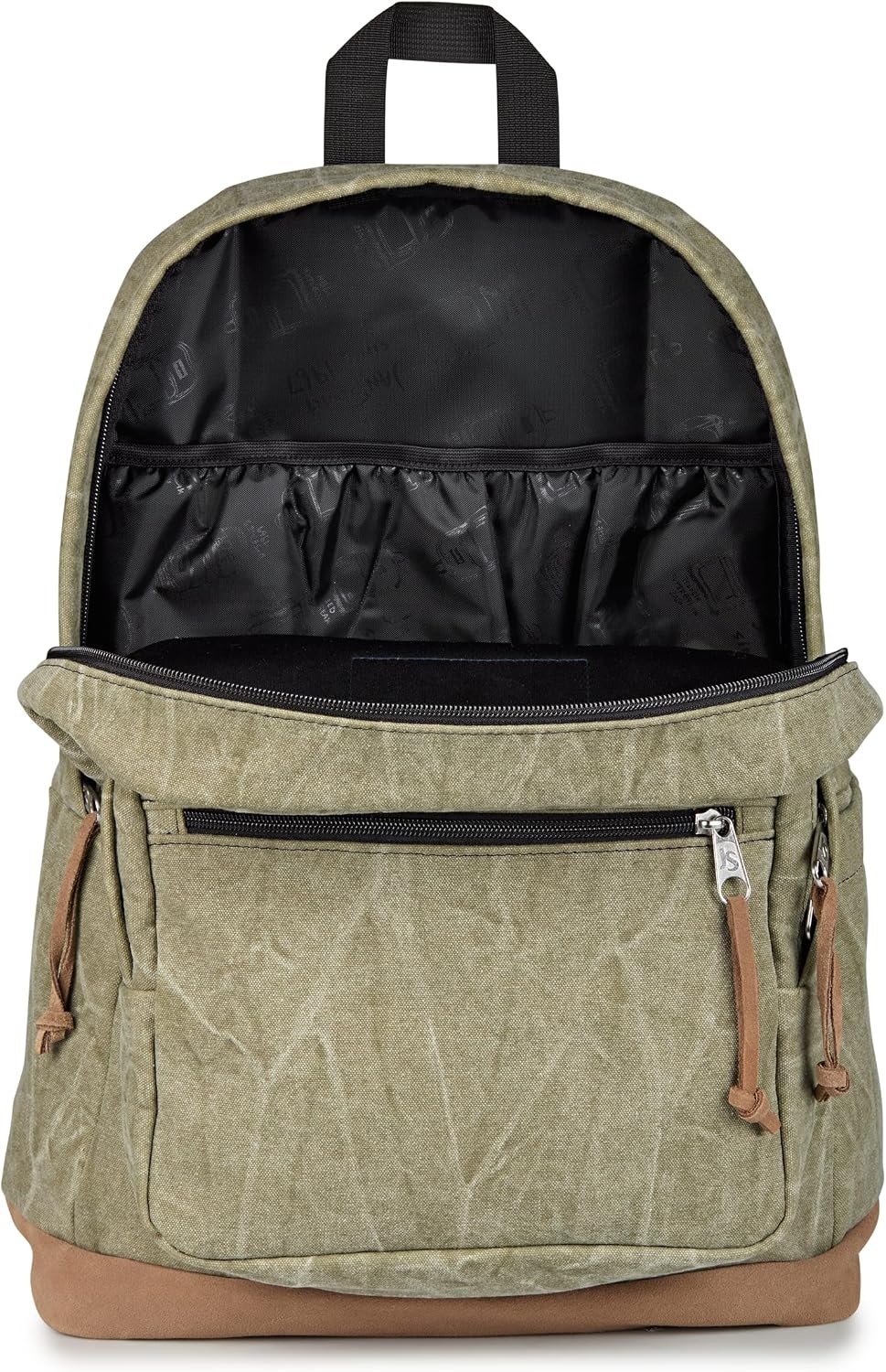 image:imageJanSport Right Pack Expressions Backpack Main Compartment 15inch Padded Laptop Compartment Side Water Bottle Pocket Utility Pocket with Zippered Rain Flap Denim Wash BlueAged Canvas GreenLt GreenBrown