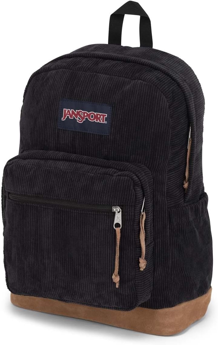 image:imageJanSport Right Pack Expressions Backpack Main Compartment 15inch Padded Laptop Compartment Side Water Bottle Pocket Utility Pocket with Zippered Rain Flap Denim Wash BlueBlack Corduroy
