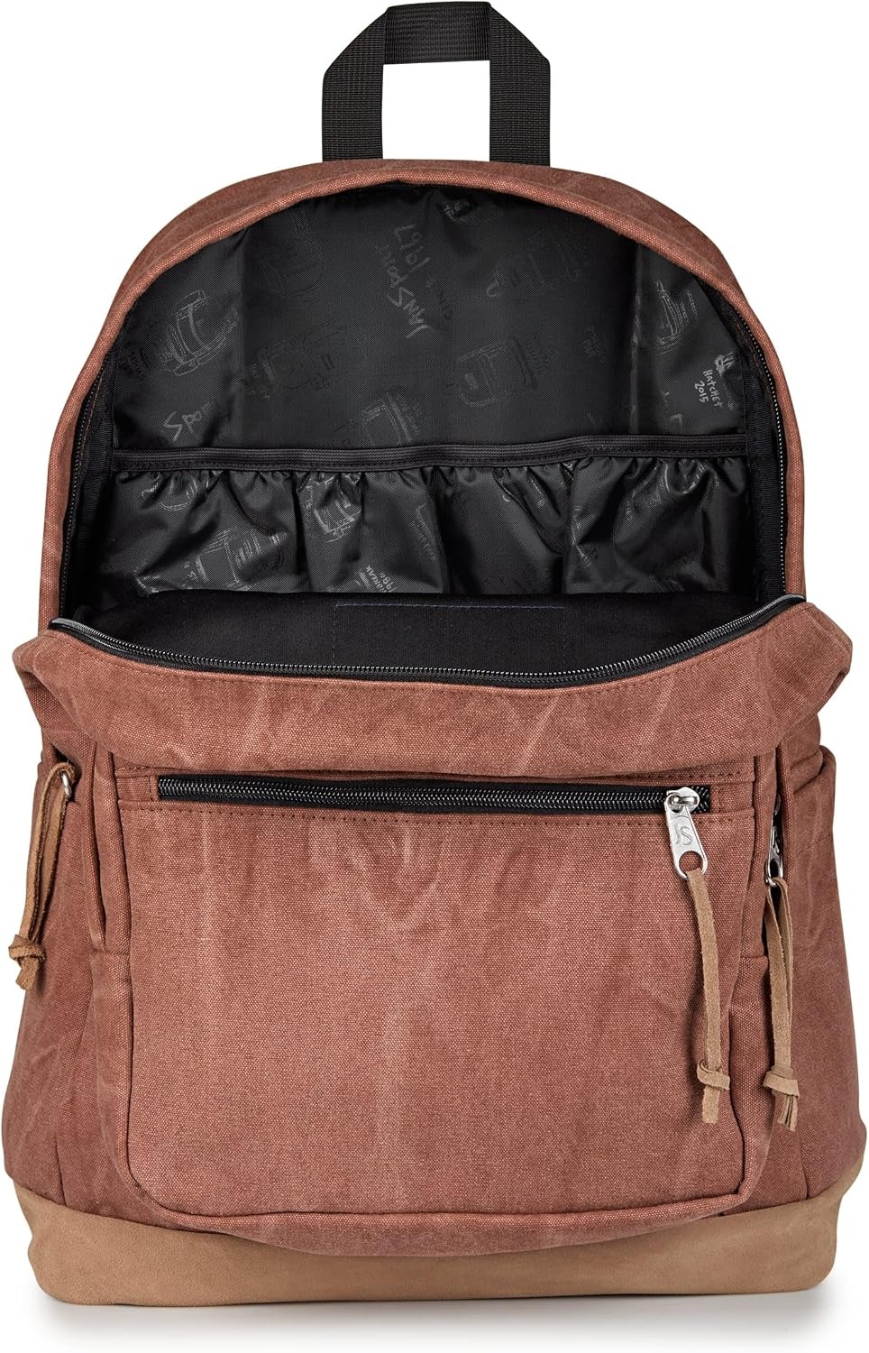 image:imageJanSport Right Pack Expressions Backpack Main Compartment 15inch Padded Laptop Compartment Side Water Bottle Pocket Utility Pocket with Zippered Rain Flap Denim Wash BlueAged Canvas BrownLt BrnDk Brown