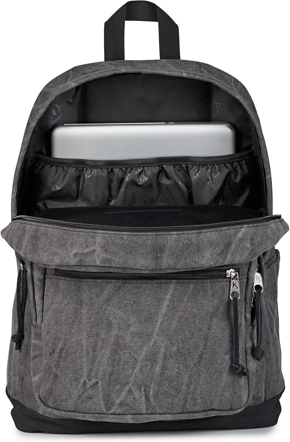 image:imageJanSport Right Pack Expressions Backpack Main Compartment 15inch Padded Laptop Compartment Side Water Bottle Pocket Utility Pocket with Zippered Rain Flap Denim Wash BlueAged Canvas BlackOxfordBlack