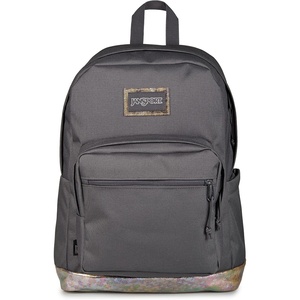 JanSport Right Pack Expressions Backpack – Main Compartment, 15-inch Padded Laptop Compartment, Side Water Bottle Pocket, Utility Pocket with Zippered Rain Flap, Denim Wash Blue(Bog Glam Suede Smokey Grit/Brown)
