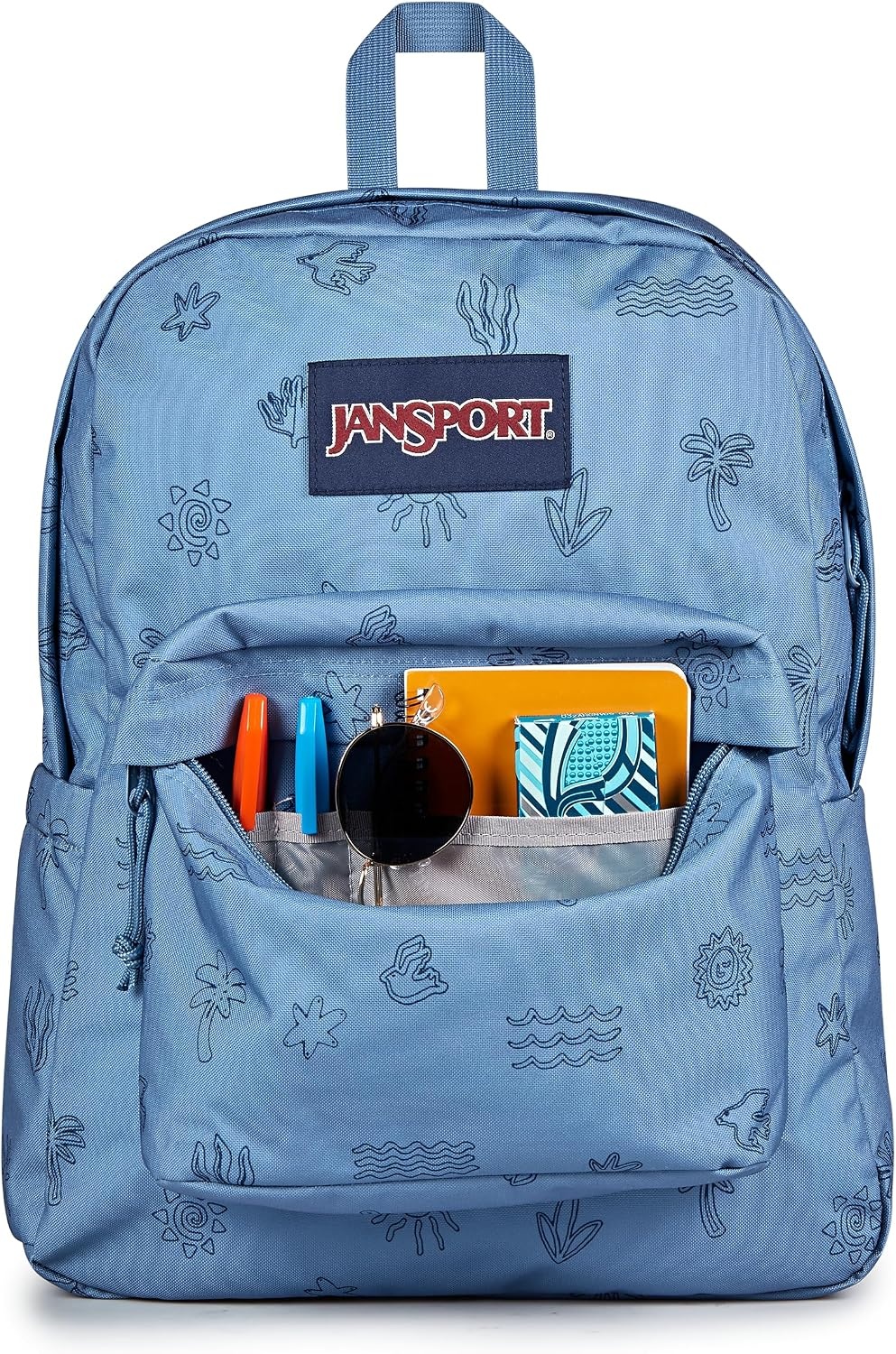 image:imageJanSport SuperBreak Plus Backpack with Padded 15inch Laptop Sleeve and Integrated Bottle Pocket Spacious and Durable Daypack for Work and Travel Sunny Sketches Blue