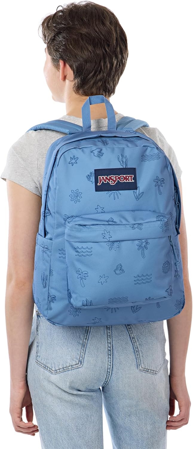 image:imageJanSport SuperBreak Plus Backpack with Padded 15inch Laptop Sleeve and Integrated Bottle Pocket Spacious and Durable Daypack for Work and Travel Sunny Sketches Blue