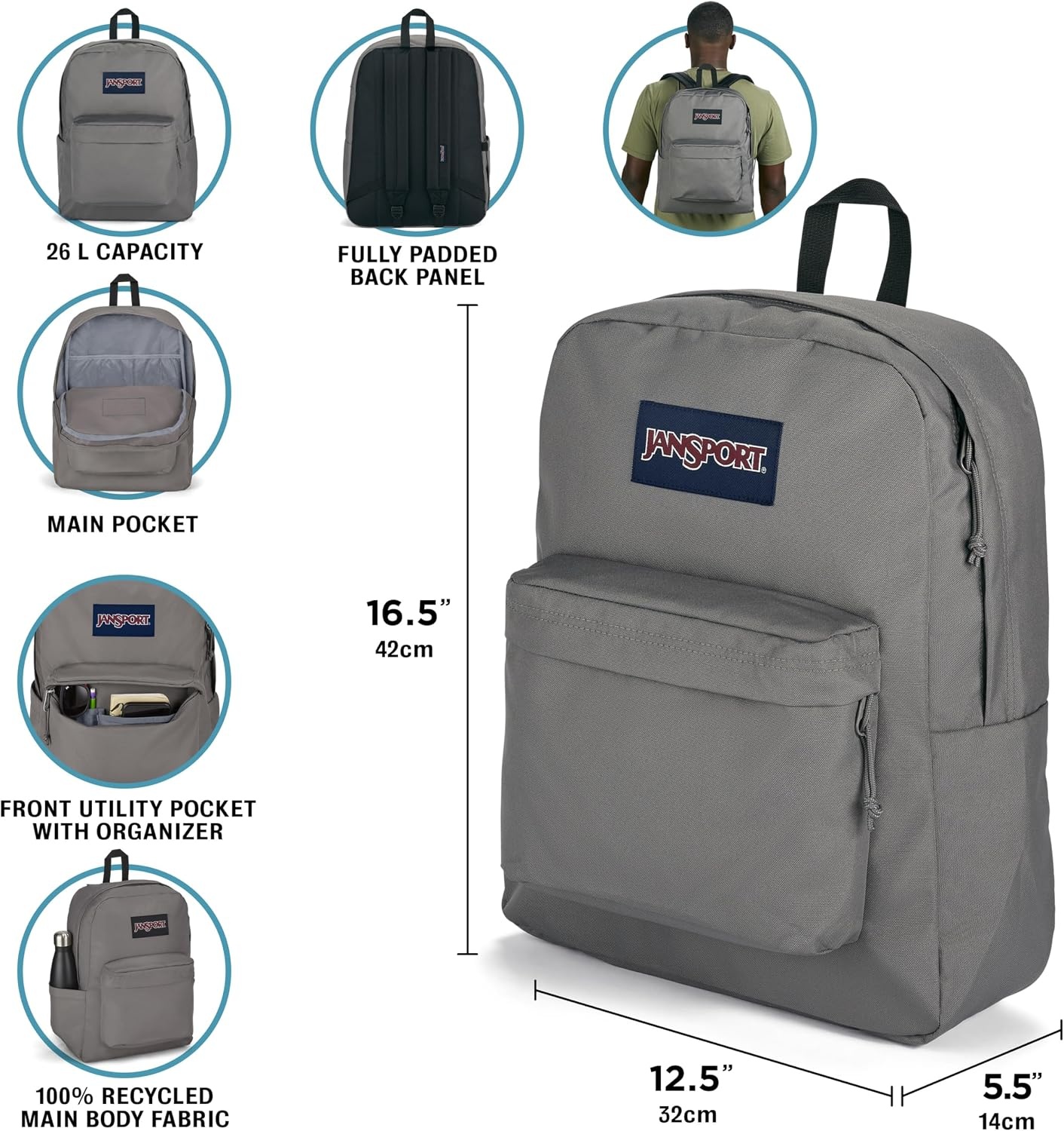 image:imageJanSport NCAA Officially Licensed Backpack Michigan Wolverines Superbreak Plus with Padded 15 Laptop Sleeve Spacious Computer Bag for Men amp Women Durable Daypack with Bottle Pocket NavyWashington Huskies