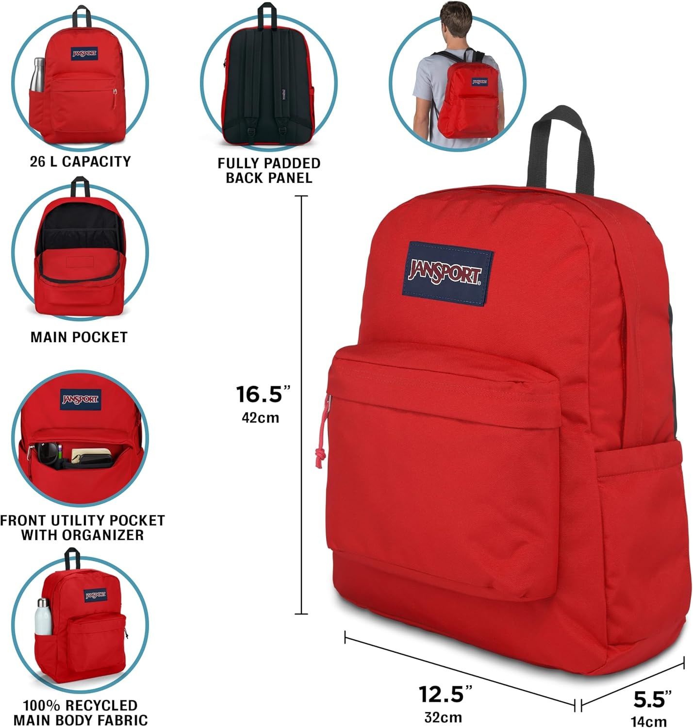 image:imageJanSport NCAA Officially Licensed Backpack Michigan Wolverines Superbreak Plus with Padded 15 Laptop Sleeve Spacious Computer Bag for Men amp Women Durable Daypack with Bottle Pocket NavyOhio State Buckeyes