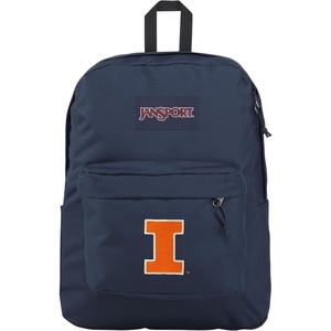 JanSport NCAA Officially Licensed Backpack, Michigan Wolverines, Superbreak Plus with Padded 15” Laptop Sleeve, Spacious Computer Bag for Men & Women, Durable Daypack with Bottle Pocket, Navy(Illinois Illini)