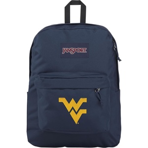 JanSport NCAA Officially Licensed Backpack, Michigan Wolverines, Superbreak Plus with Padded 15” Laptop Sleeve, Spacious Computer Bag for Men & Women, Durable Daypack with Bottle Pocket, Navy(West Virginia Mountaineers)
