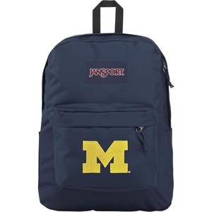 JanSport NCAA Officially Licensed Backpack, Michigan Wolverines, Superbreak Plus with Padded 15” Laptop Sleeve, Spacious Computer Bag for Men & Women, Durable Daypack with Bottle Pocket, Navy(Michigan Wolverines)